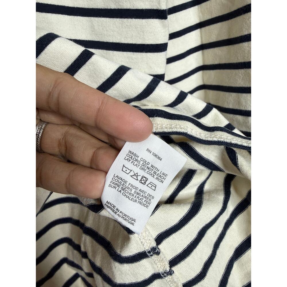 KULE Striped Long Sleeve Cotton Breton Top Ivory Navy Size M - Picture 10 of 10